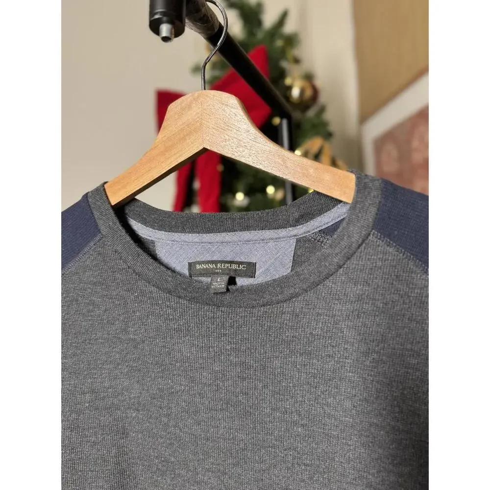 Men's Long Sleeve Raglan T-Shirt, Gray and Navy